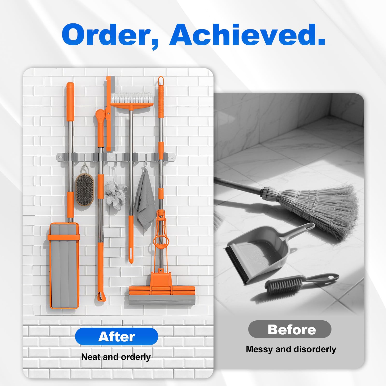 Broom Holder Wall Mount Mop Organizer (2 Count)