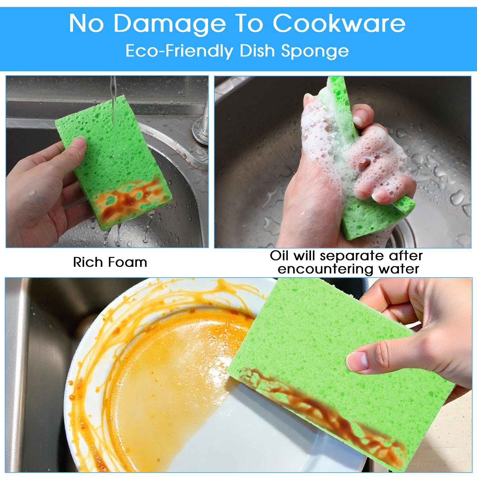 100pcs Kitchen Sponges Bulk Natural Sponges for Dishes Reusable Dish Sponge Scrub Compressed Wood Pulp Sponge Non (100 Count)