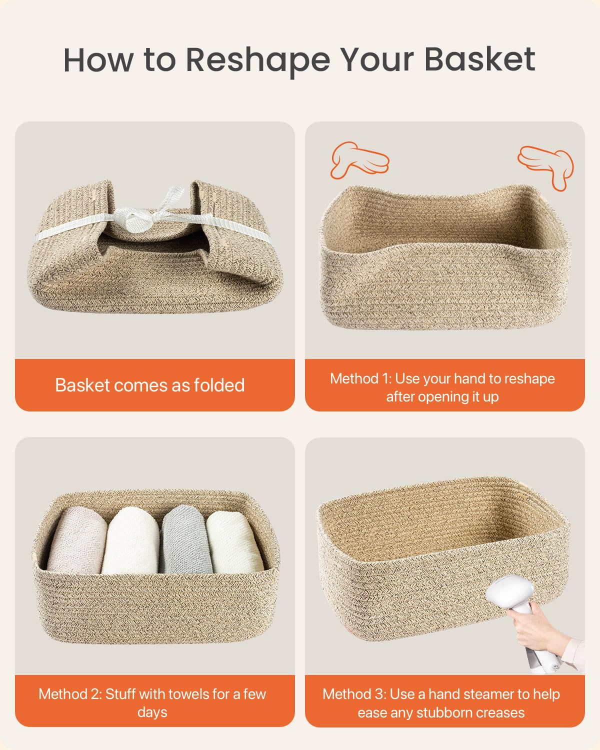 Small Woven Storage Basket for Organizing (3 Count)