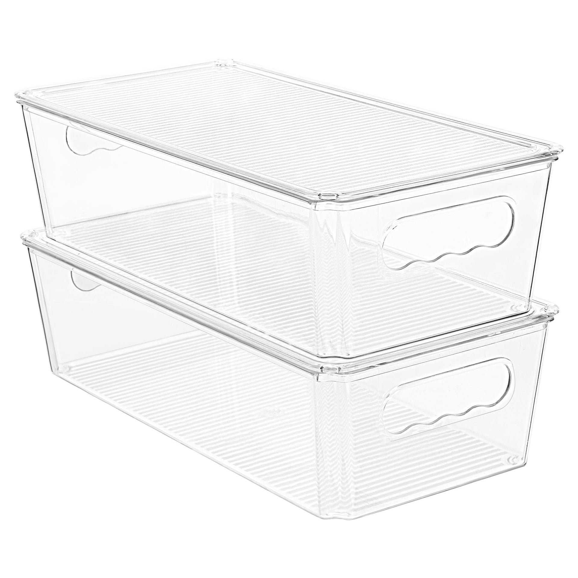 2pcs Clear Stackable Storage Bins with Lids (2 Count)