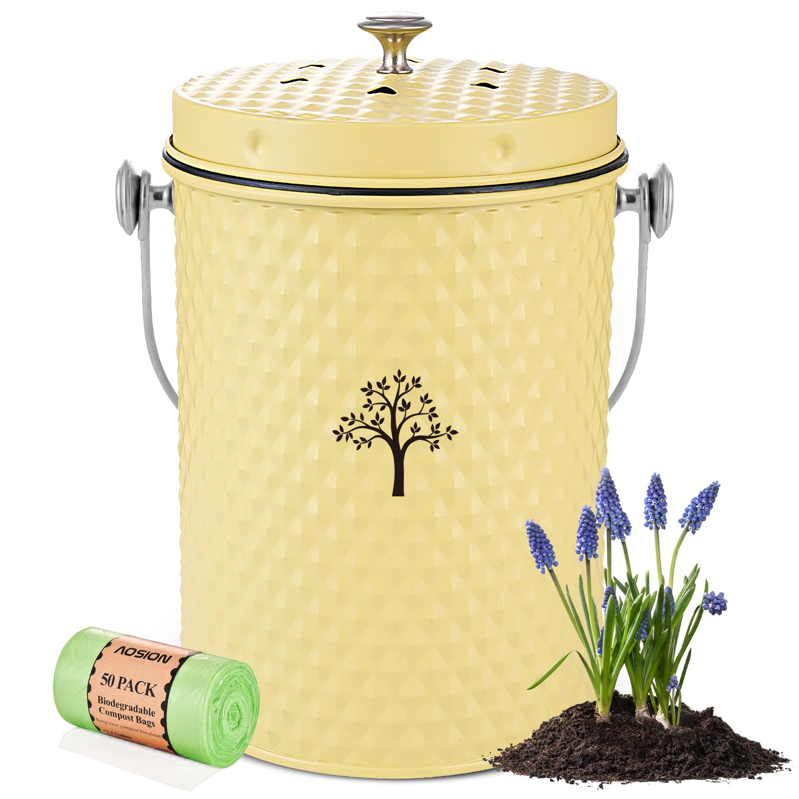 Countertop Kitchen Odorless Compost Bin with Removable Inner Bucket