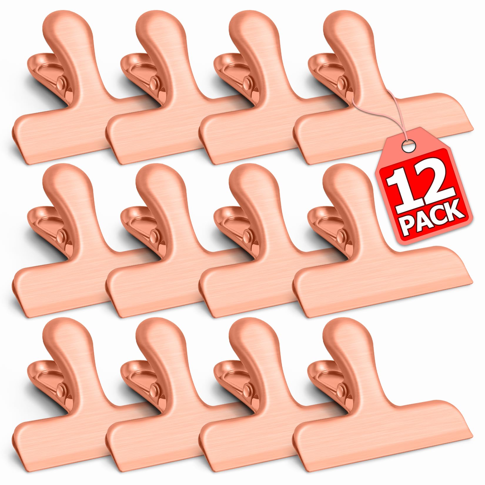 12 Pack Stainless Steel Chip Bag Clips (12 Count)