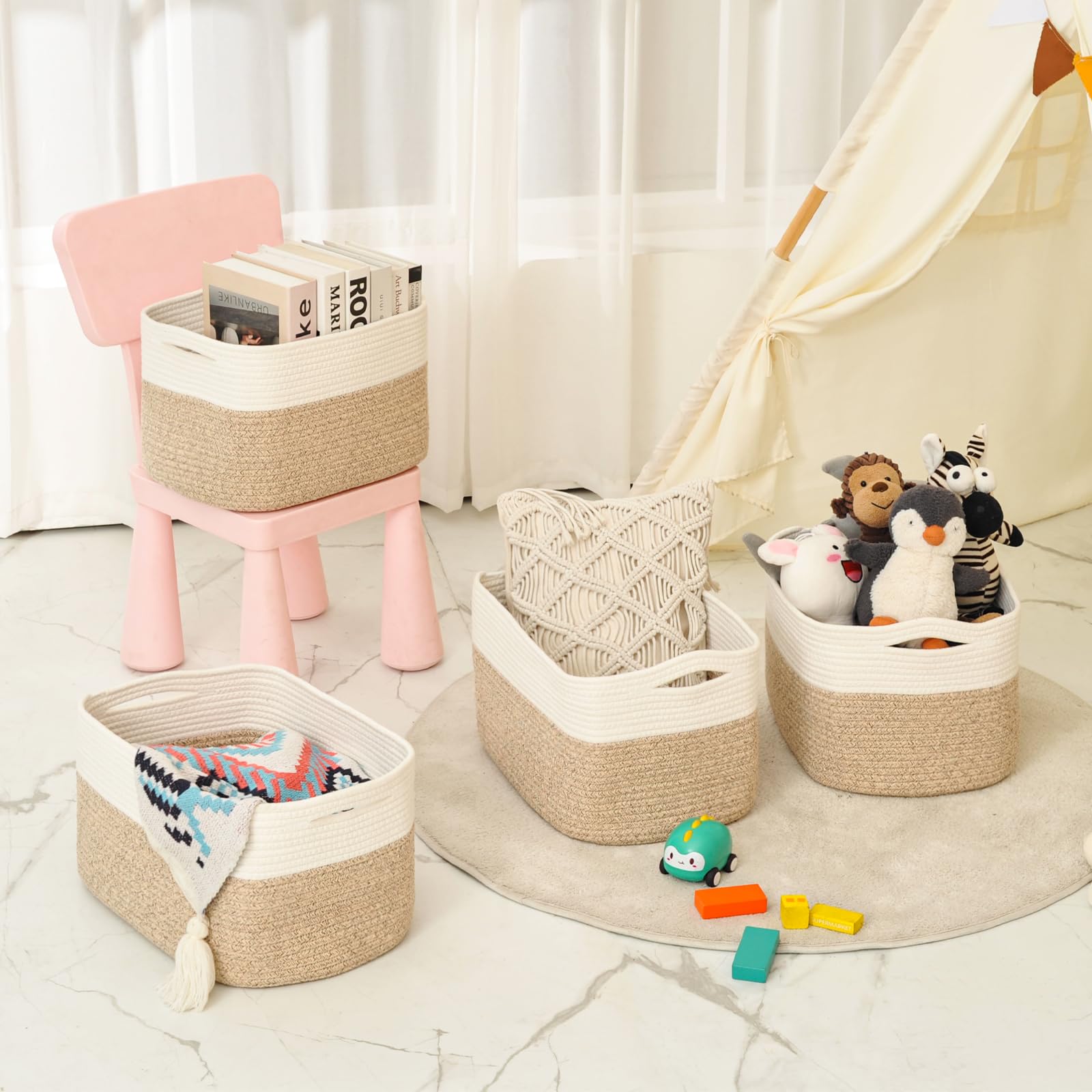 Storage Baskets for Organizing & Shelves (4 Count)