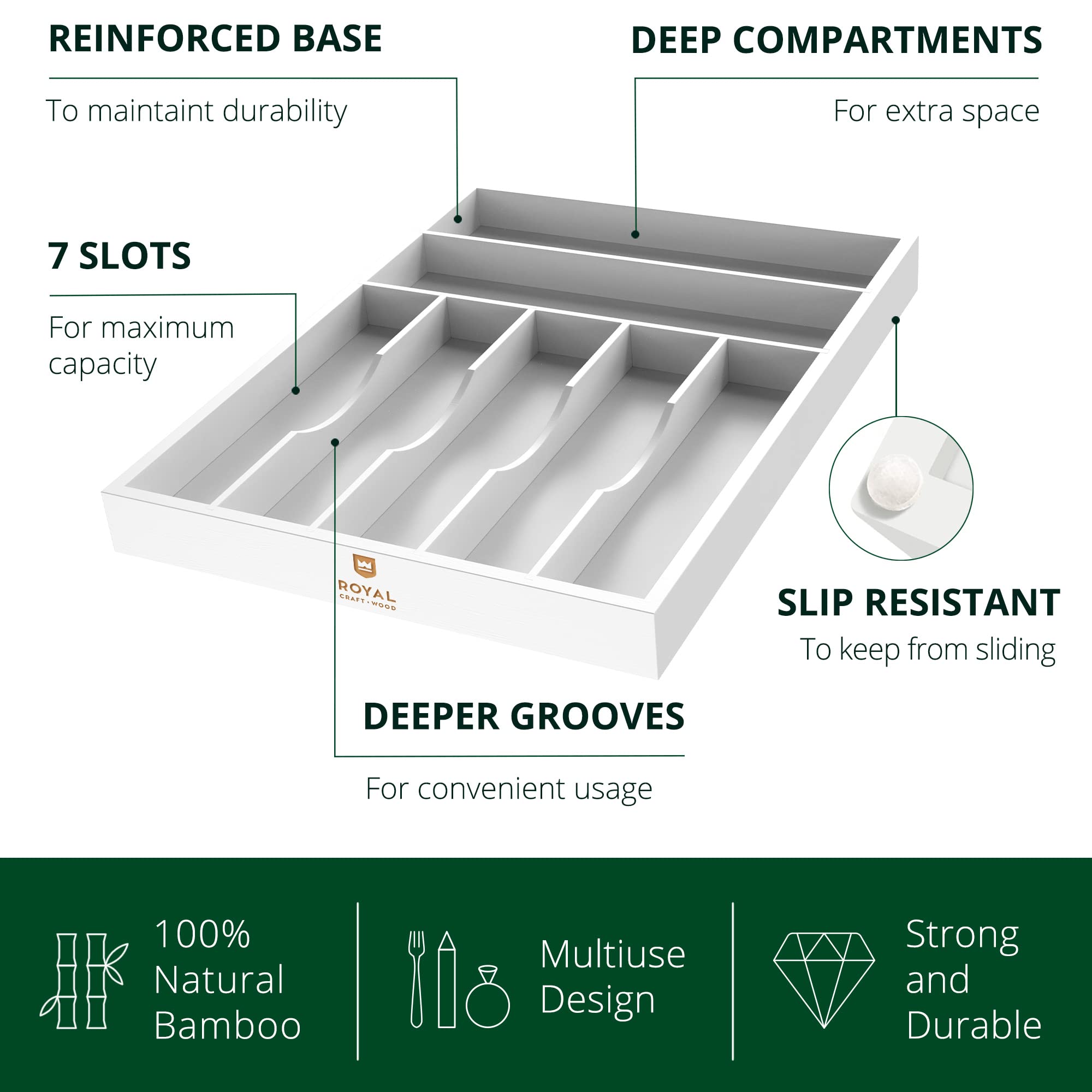 Luxury Bamboo Kitchen Drawer Organizer