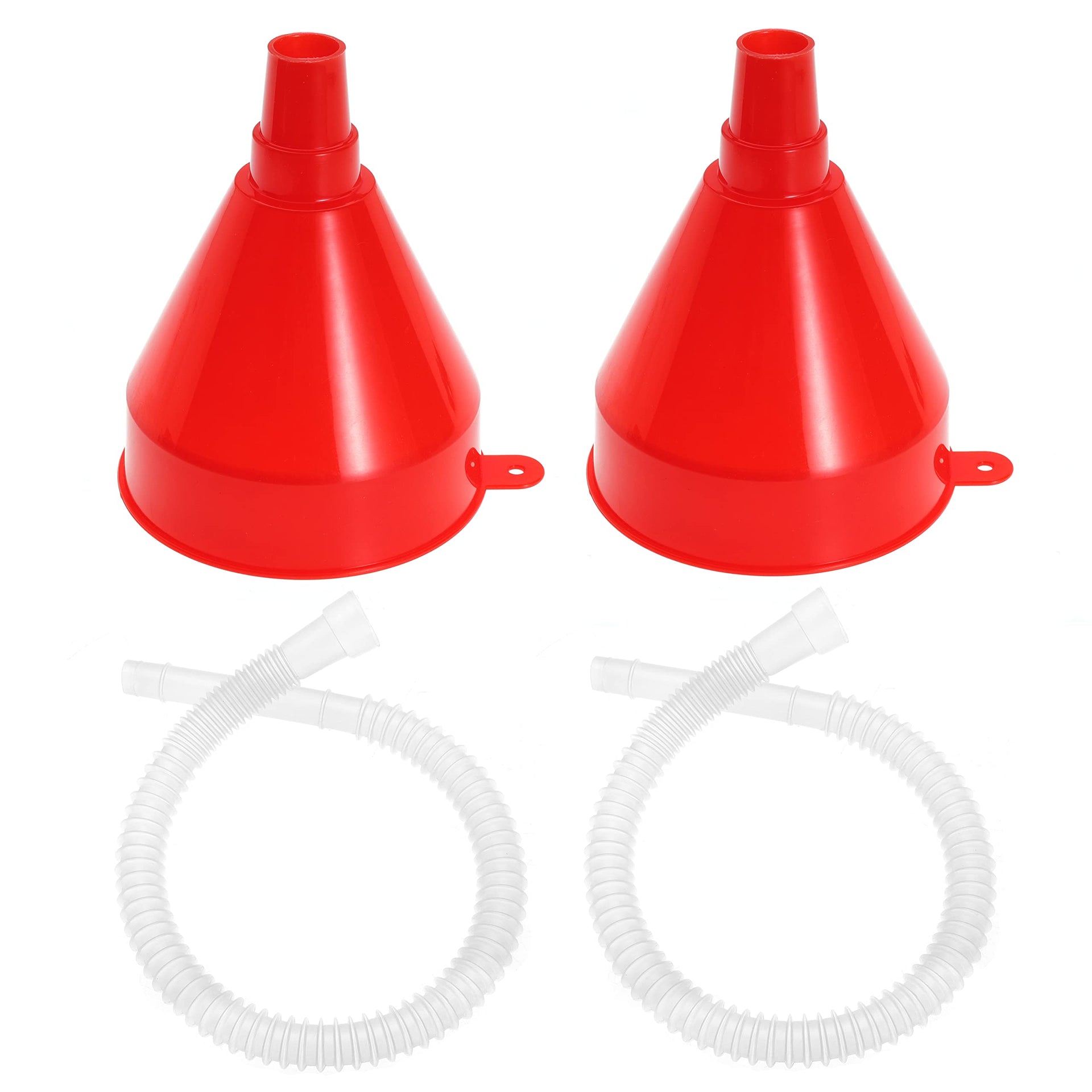 Flexible Fuel Funnel with Long Hose Plastic Small Wide Mouth Filling Funnel Car Funnel for Engine Oil Gas Fuel Gasoline Diesel Water Fluid Liquid Transmission Red (2 Count)