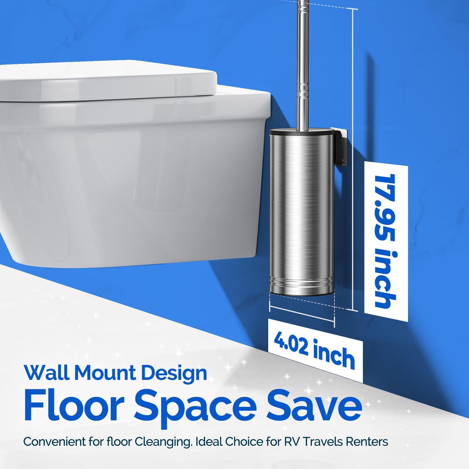 Toilet Brush and Holder Set：Stainless Steel Deep Clean Bathroom