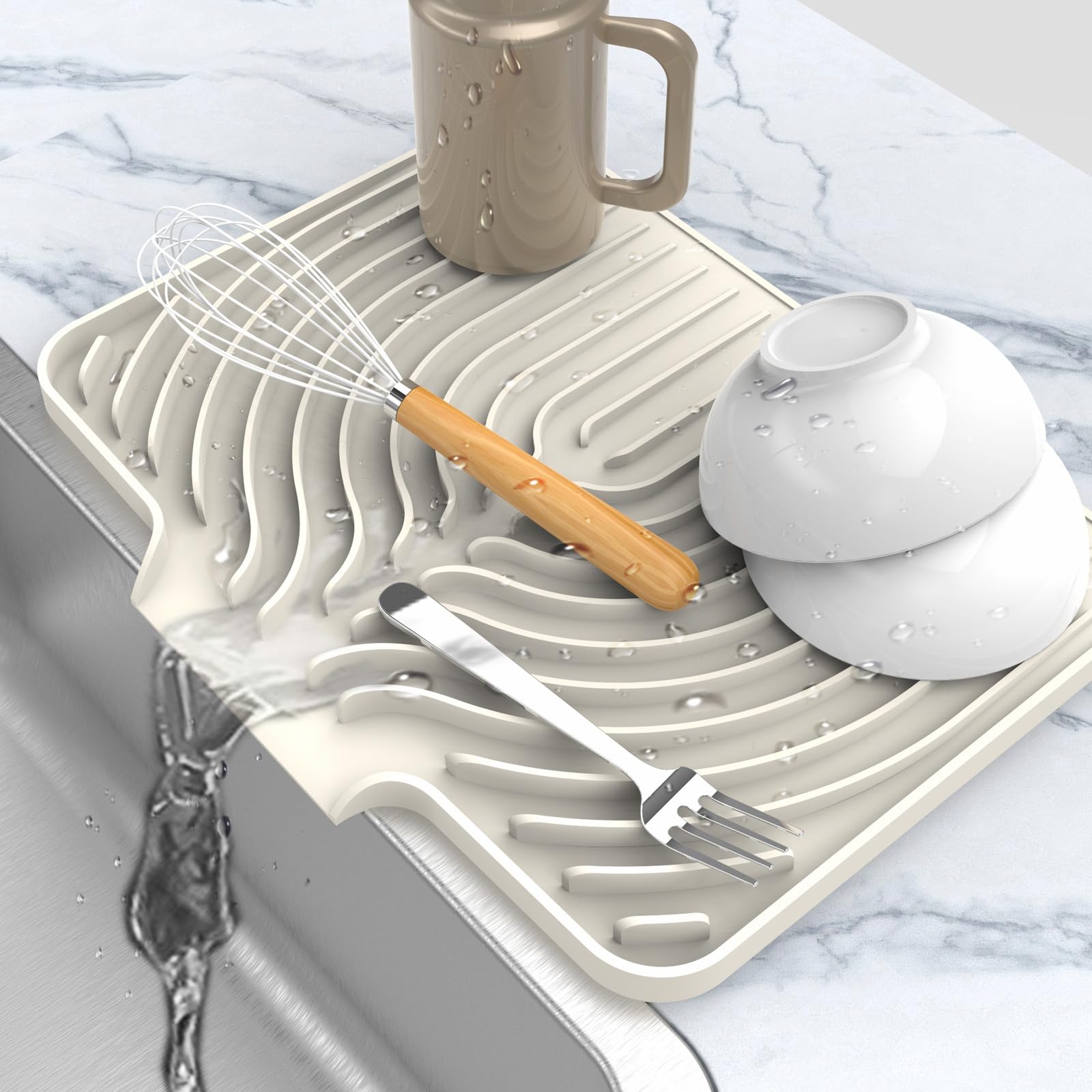 Dish drying mats for kitchen counter