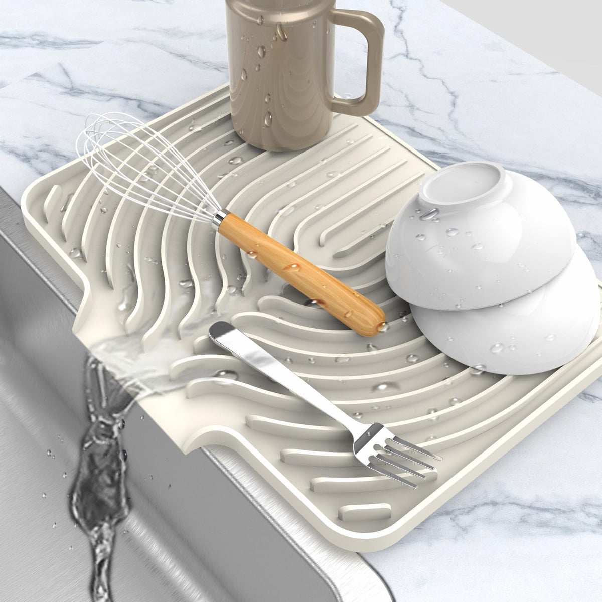 Dish drying mats for kitchen counter
