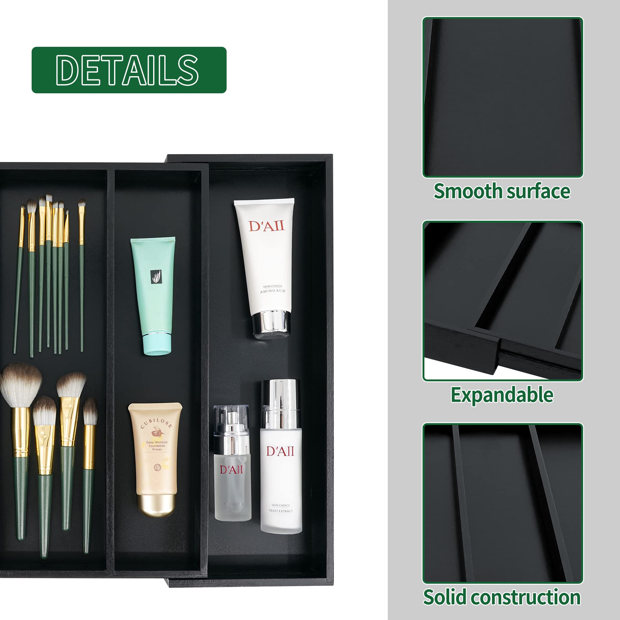 Bamboo Drawer Organizer Kitchen Utensils
