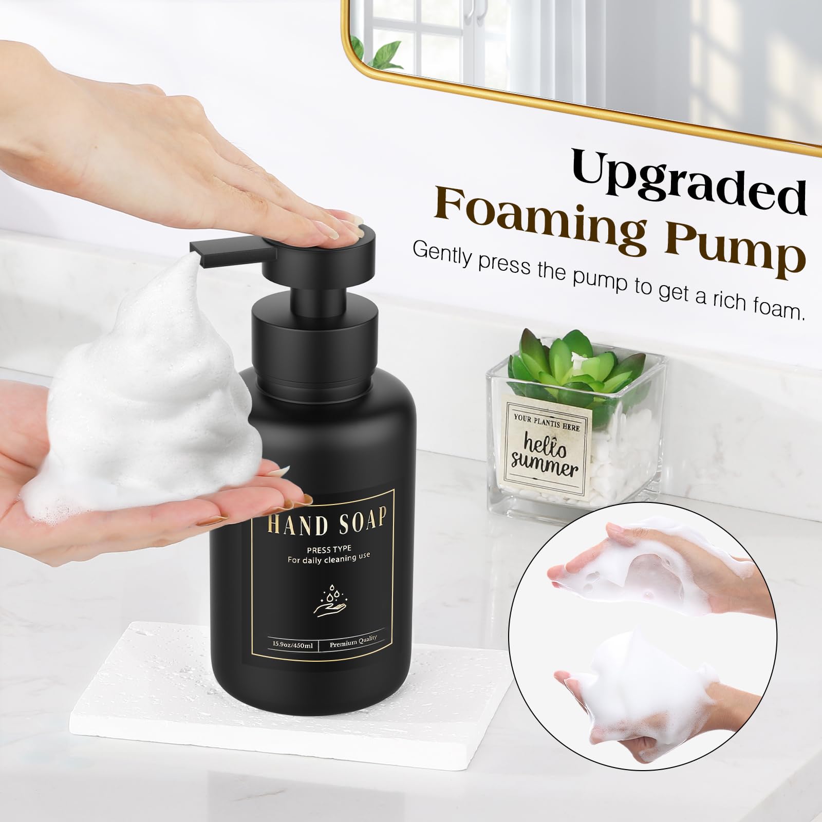 Glass Foaming Soap Dispenser 15oz Hand Soap Bottle