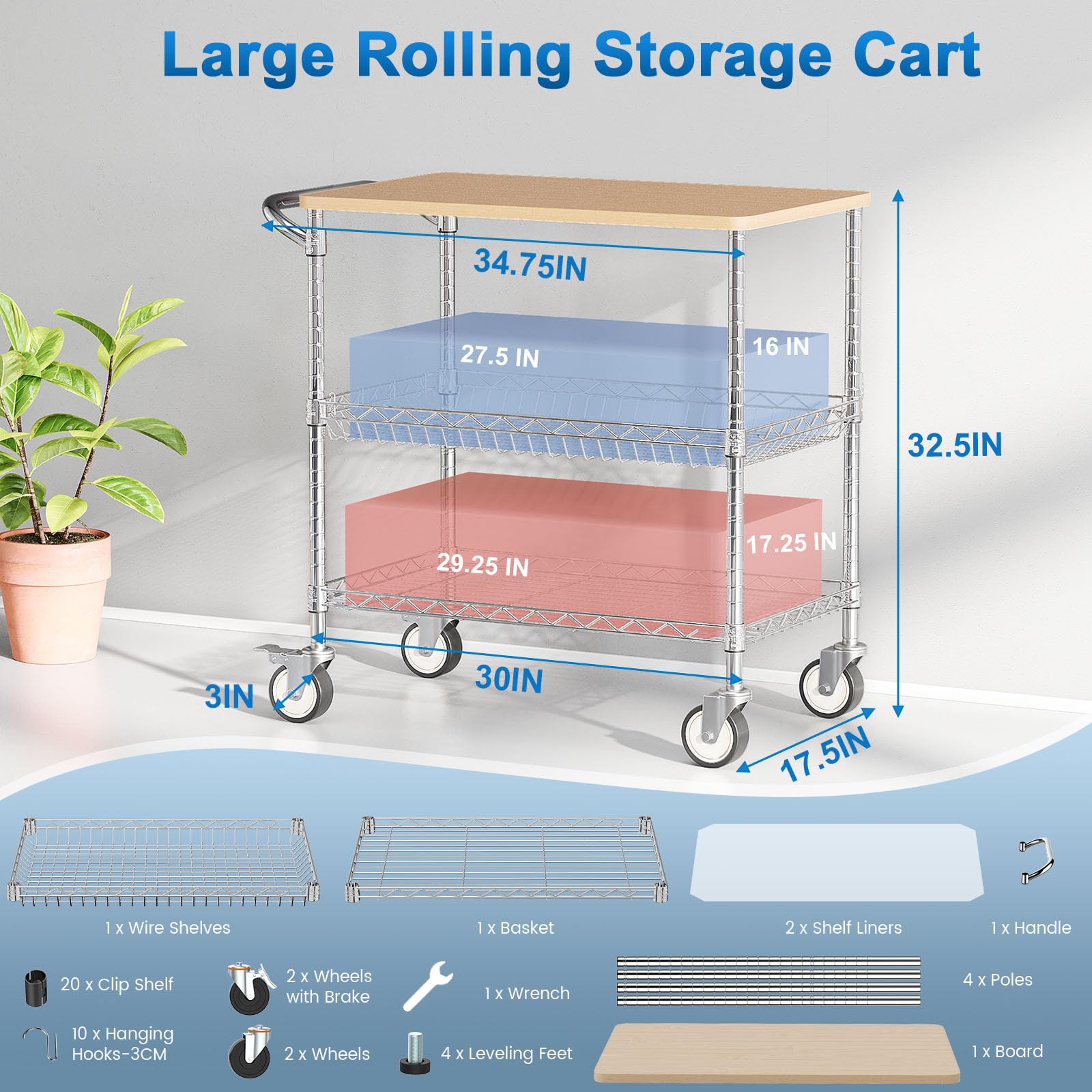 Rolling Kitchen Carts with Wheels