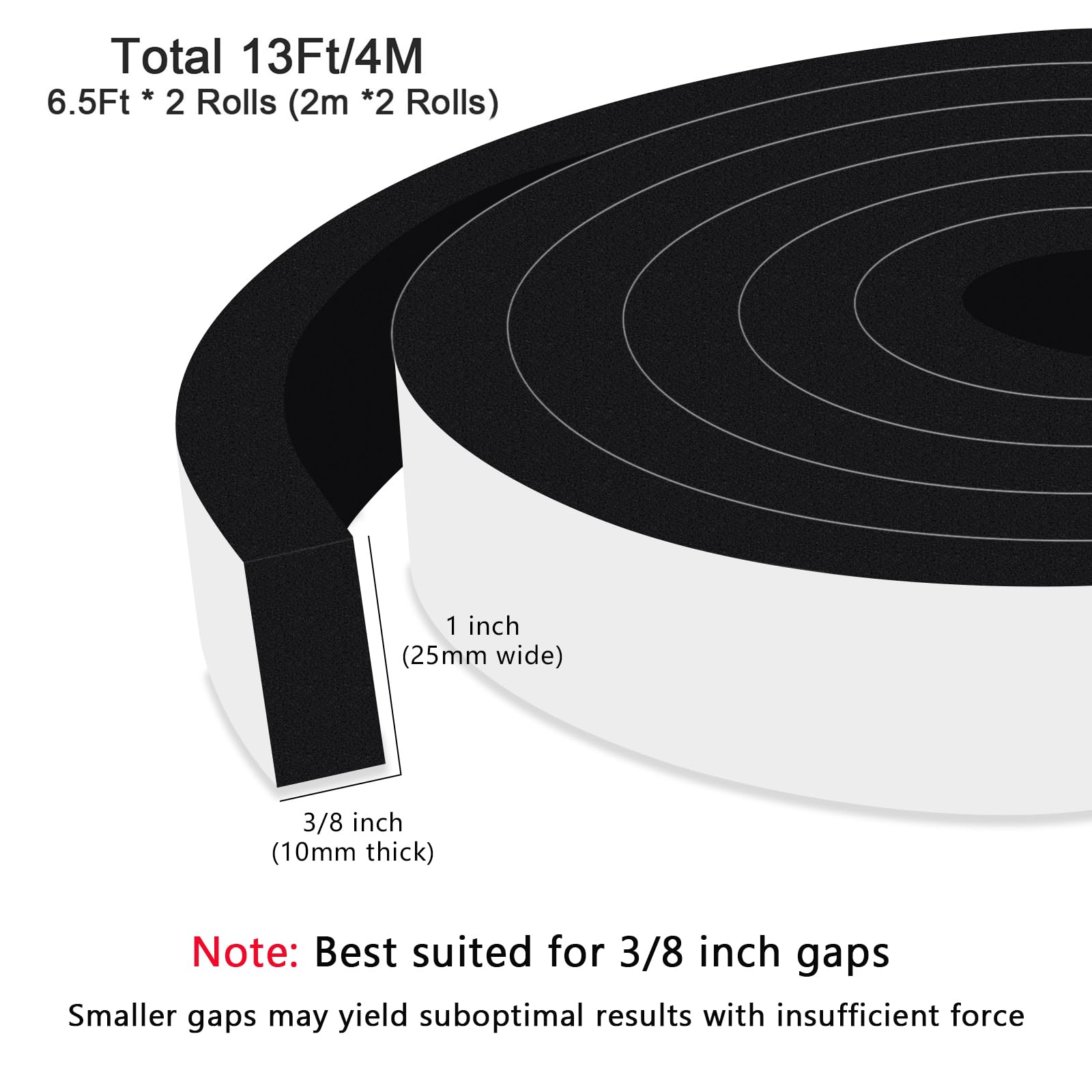 Heavy Duty Foam Strip for Doors Windows (13 Foot)
