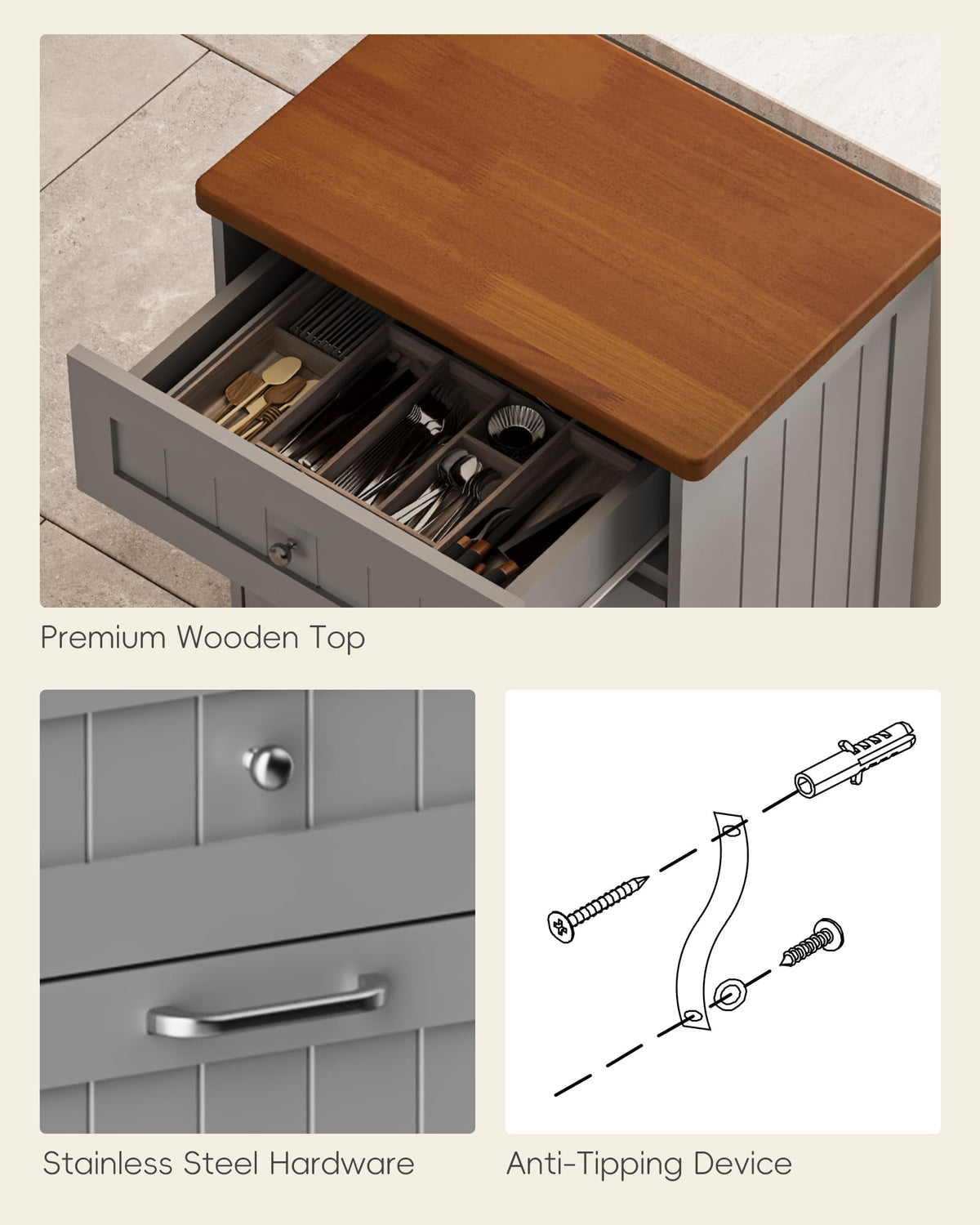 10 Gallon Tilt Out Trash Cabinet with Big Storage Drawer