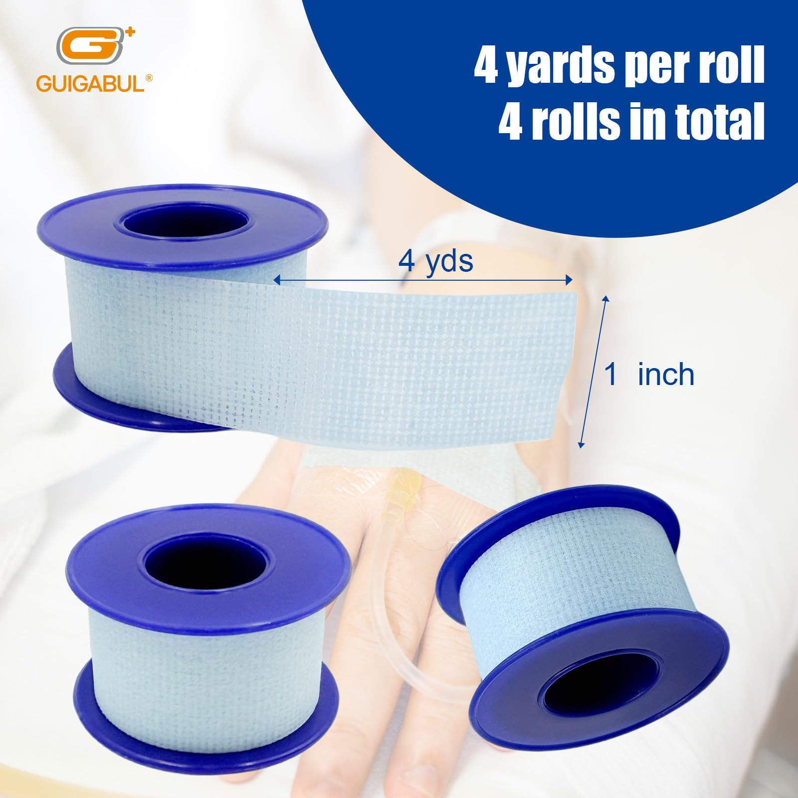 Silicone Blue Medical Tape for Sensitive Skin 1" x 4yd (4 Count)