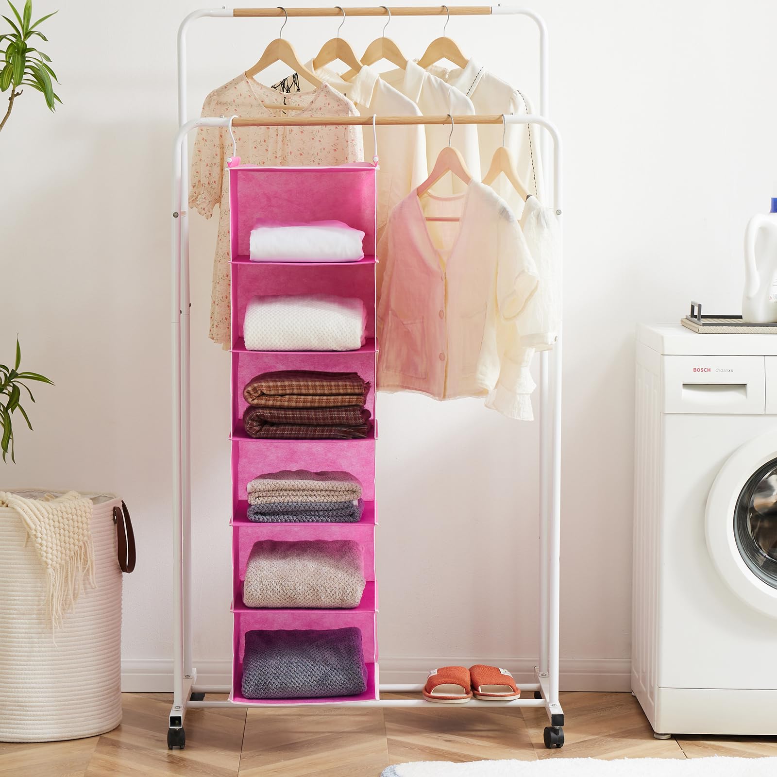 6 Shelf Hanging Closet Organizer with 2 Sturdy Hooks