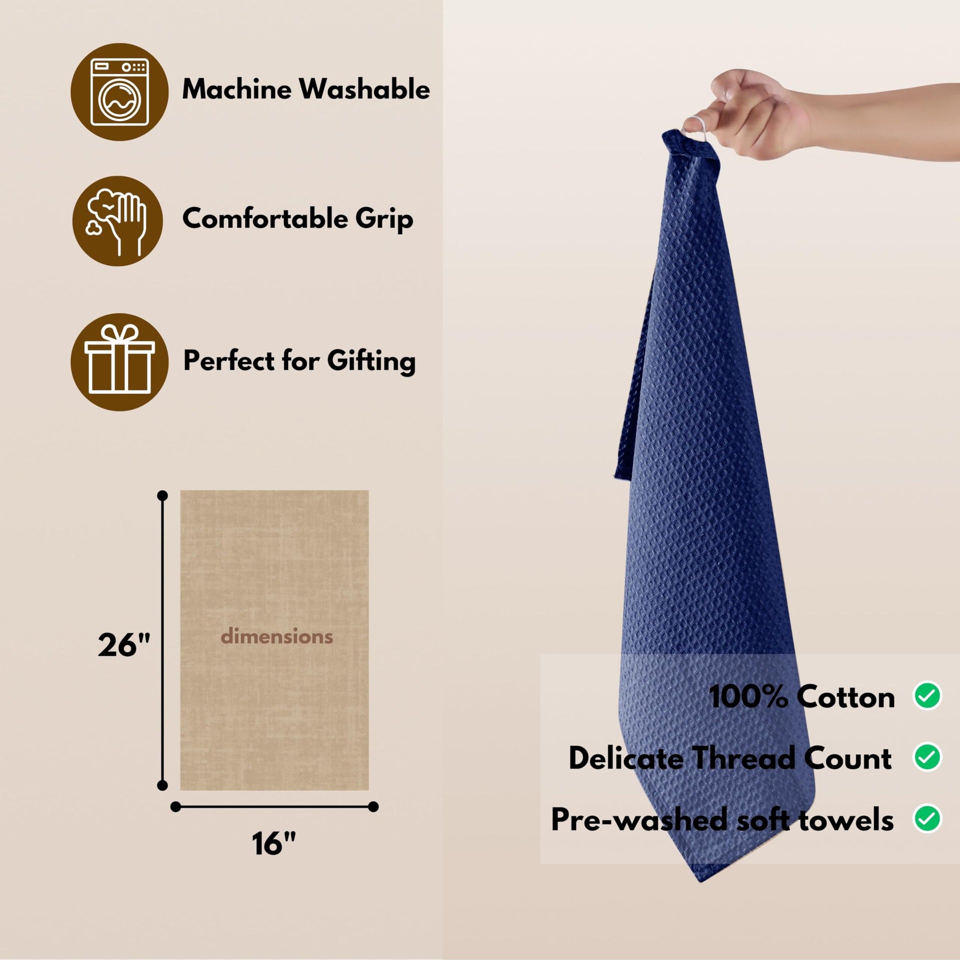 Waffle Kitchen Towels 4 Pack (4 Count)