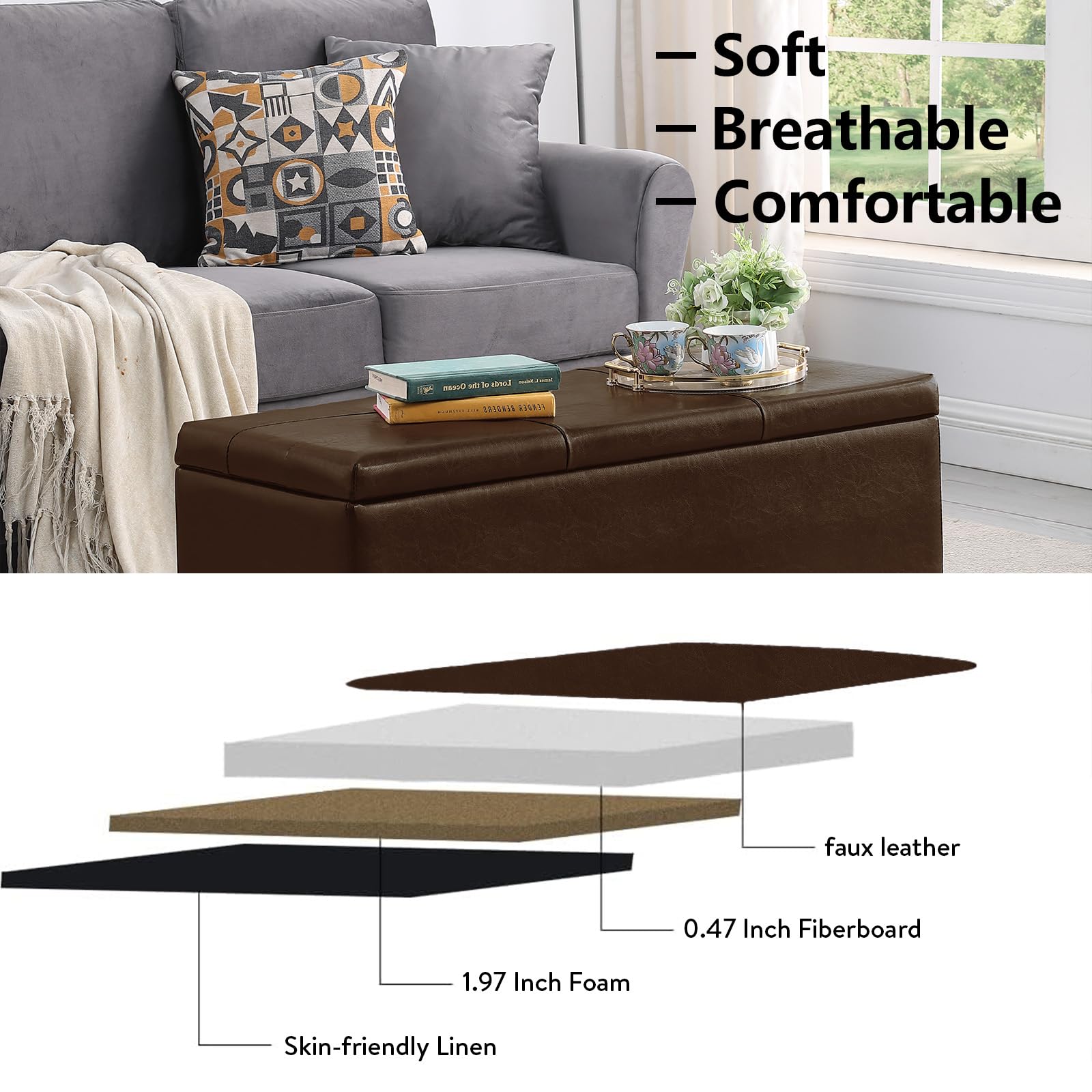 Ottoman with Storage Set of 3