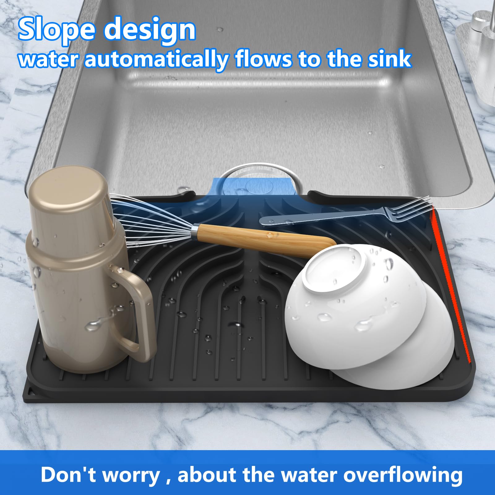 Dish drying mats for kitchen counter