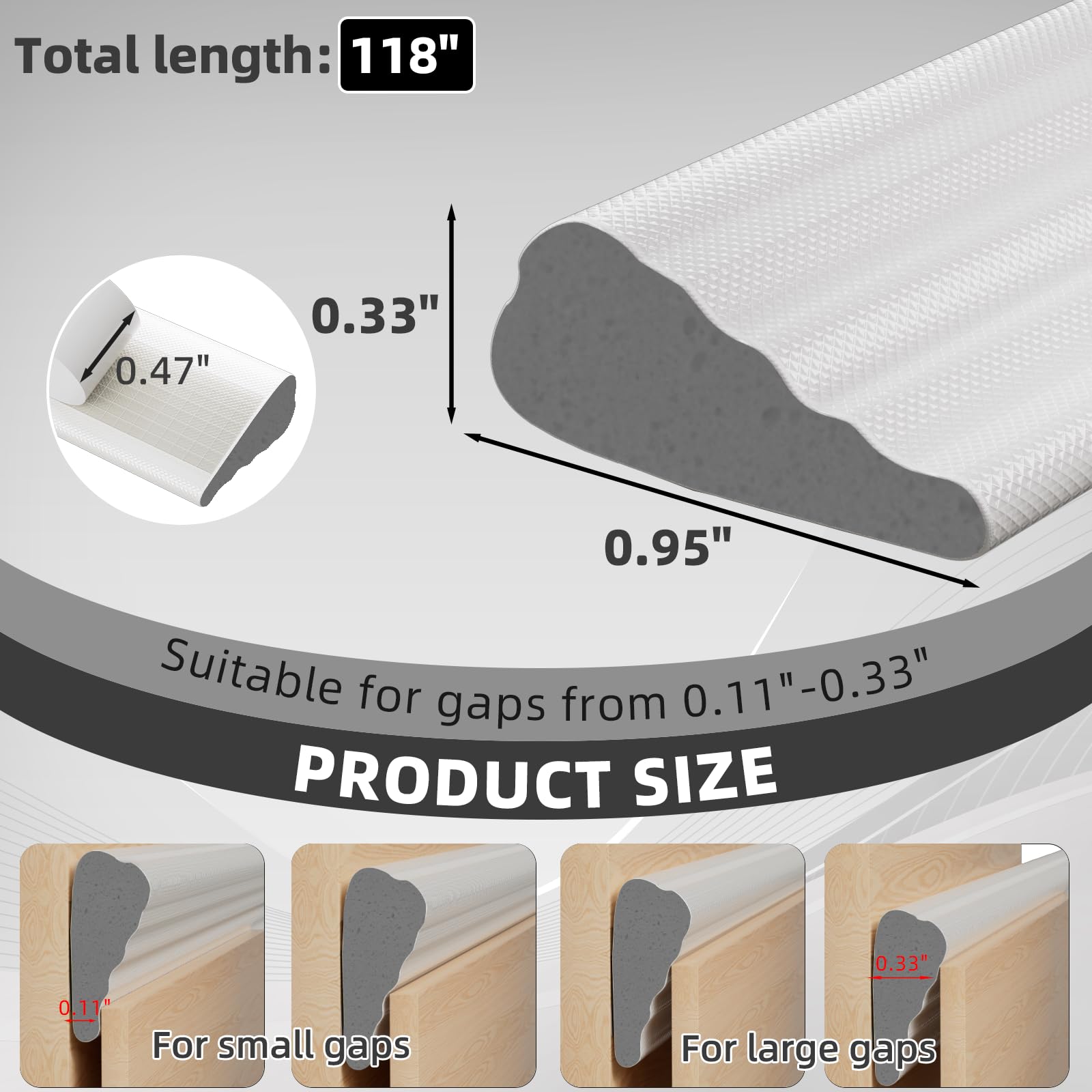 118" Wedge Weather Stripping Door Seal Strip for Door Frame & Window (9.8333 Foot)