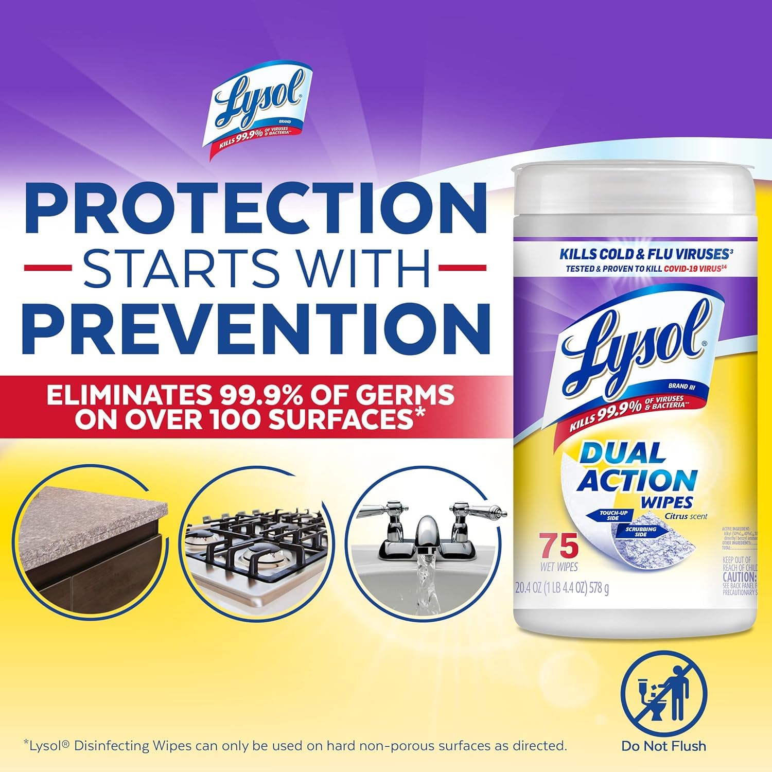 Dual Action Disinfectant Wipes (300 Count)