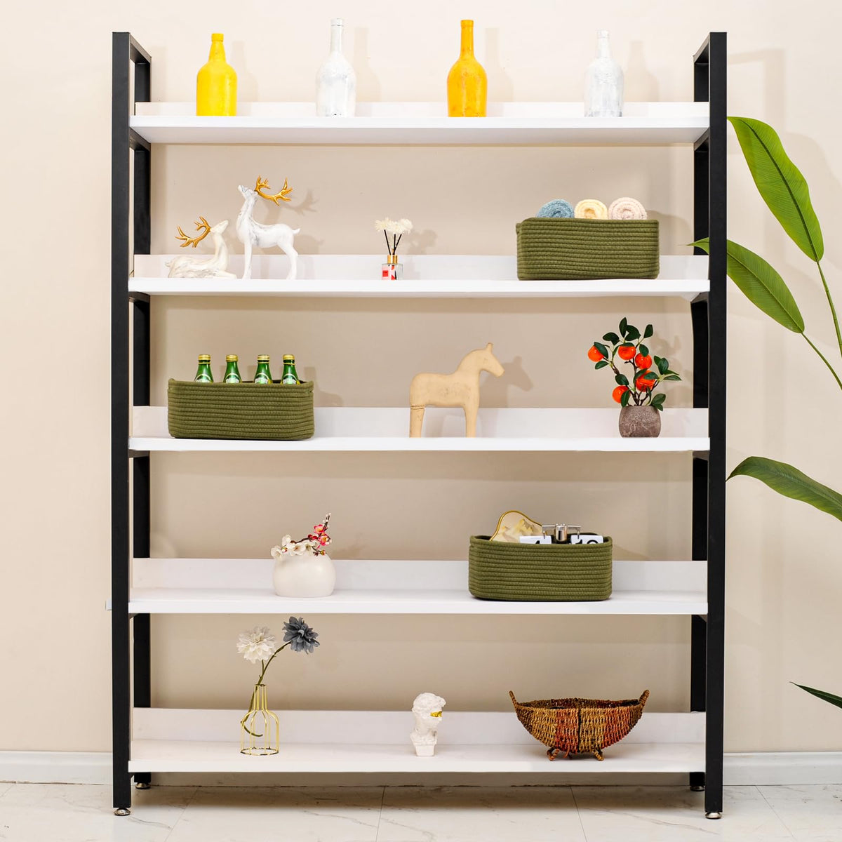 Small Green Storage Baskets for Organizing Shelves (3 Count)