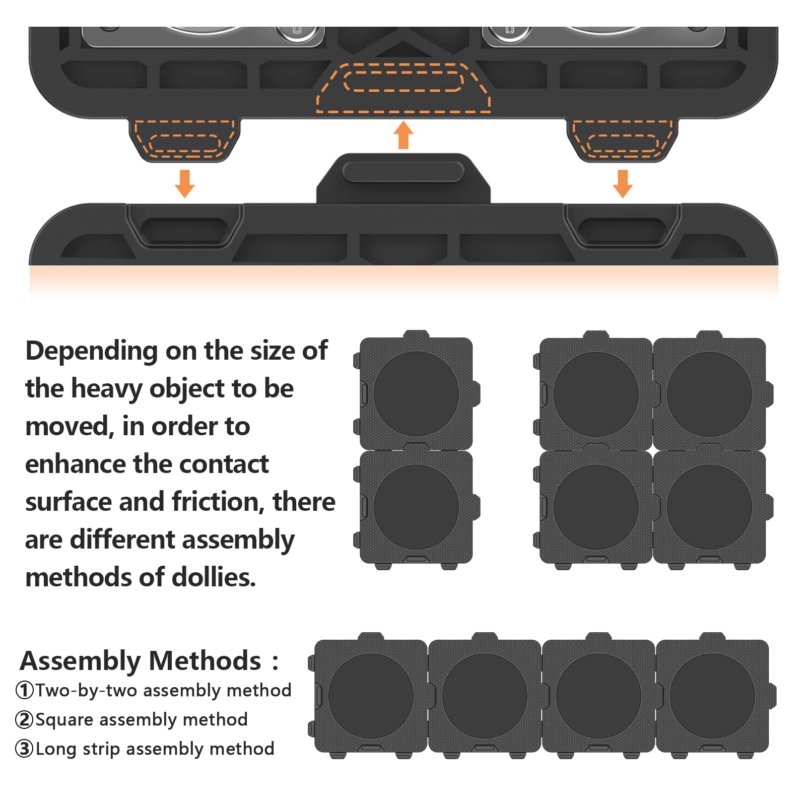 Add on 4Pack Connectable Dolly Furniture Movers with 360° Rotating Wheels with Bearing (4 Count)