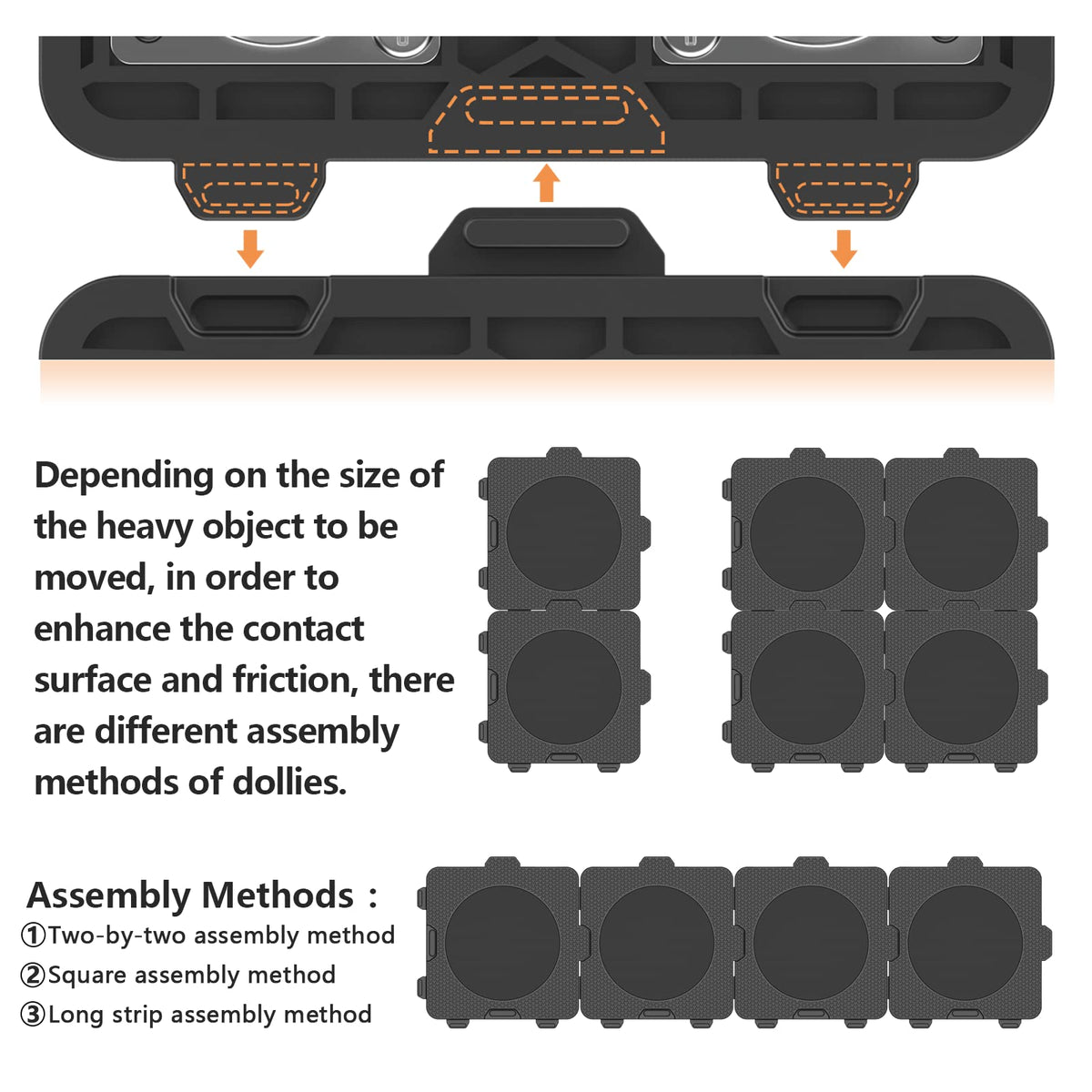 Add on 4Pack Connectable Dolly Furniture Movers with 360° Rotating Wheels with Bearing (4 Count)