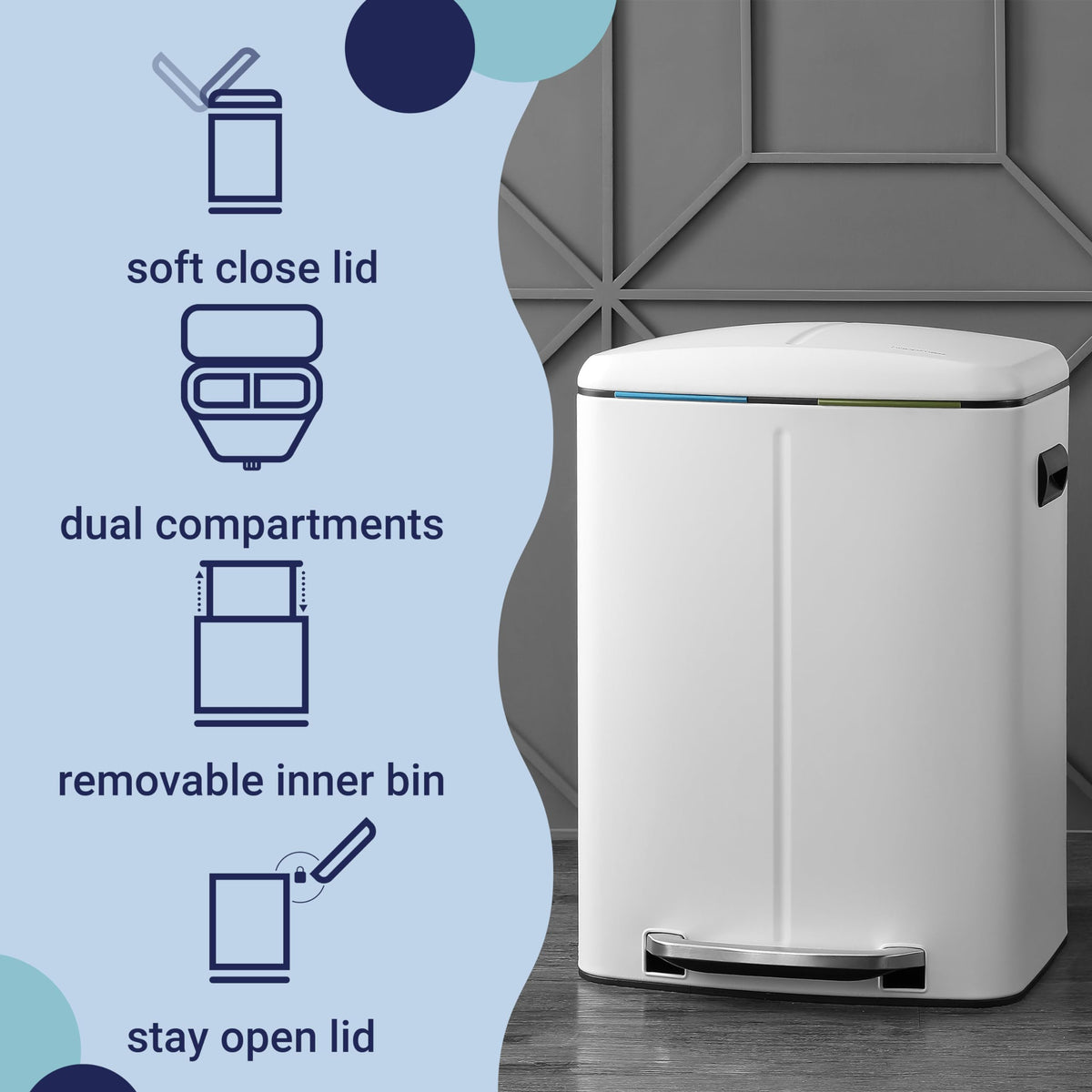 Marco 10.6 Gal Double Bucket Step Trash Can