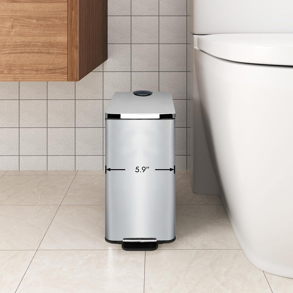 Stainless Steel Small Trash Can with Lid & Step Pedal