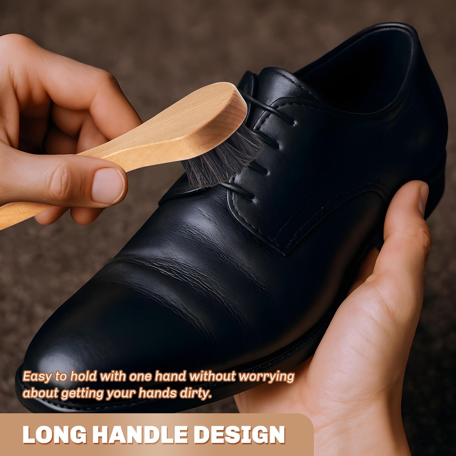 2 Pcs Horsehair Shine Shoes Brush Kit Polish Dauber Applicators Cleaning Leather Shoes Boots Care Brushes Suede Cleaner Brush (2.8 Count)