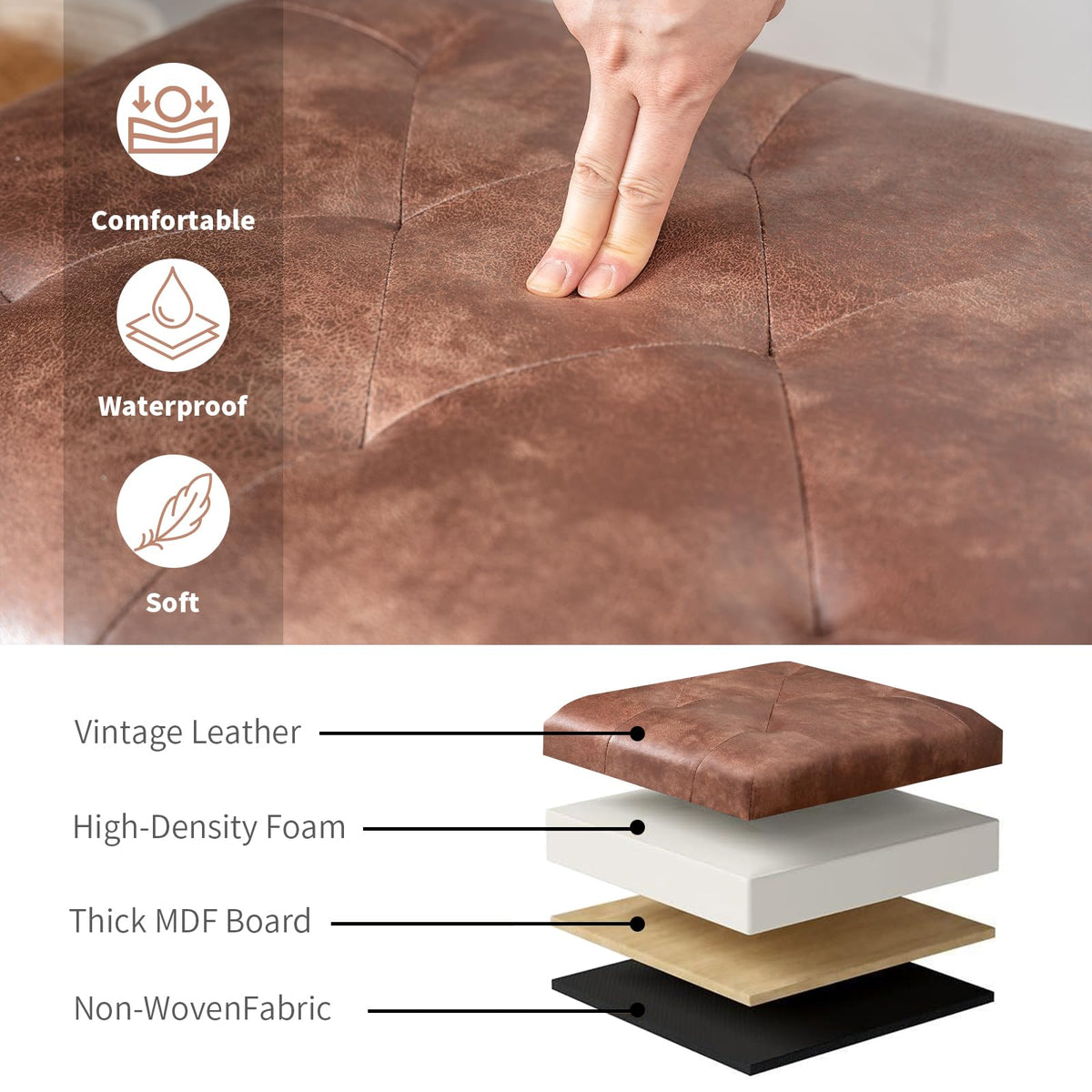 Leather Storage Ottoman