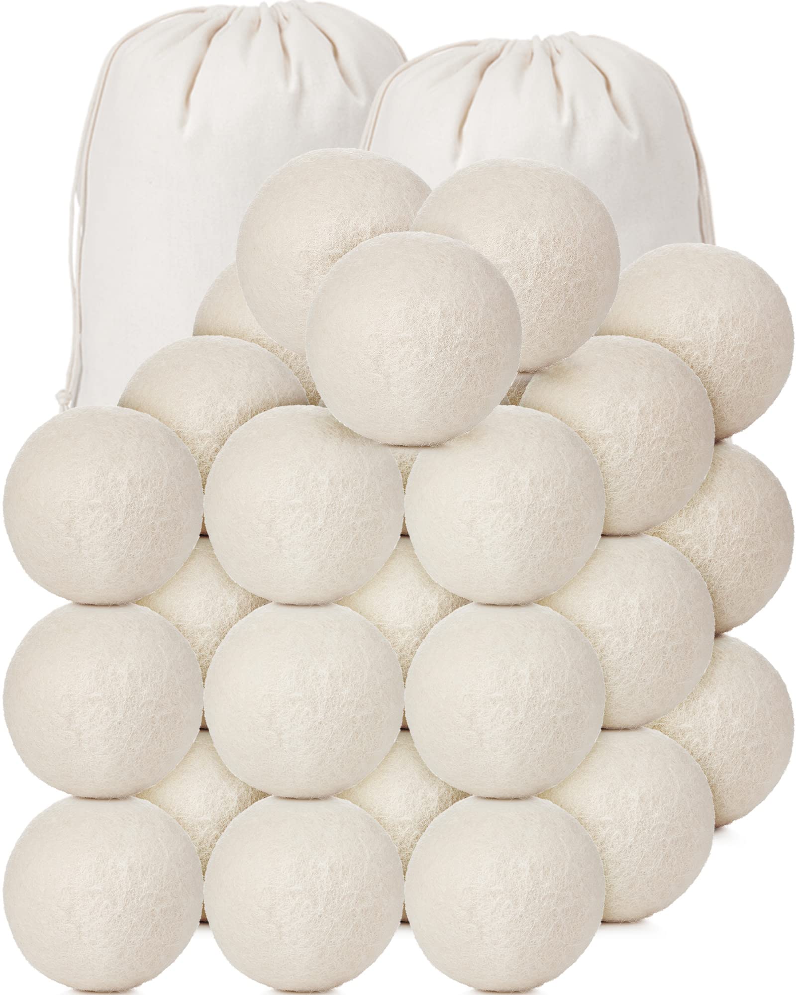 24 Pcs Wool Dryer Balls Set with Muslin Bags for Laundry