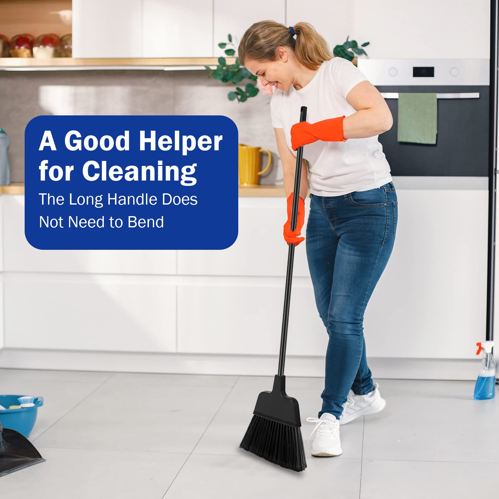 8 Pcs Outdoor Broom for Floor Cleaning 54 Inch Commercial Heavy Duty Broom Long Handle Kitchen Household Angle Brooms for Sweeper Sweeping Indoor Dust Hair Cleaner Corn Shop