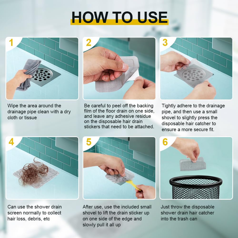 80PCS 4"x4" Disposable Hair Drain Stickers (80 Count)