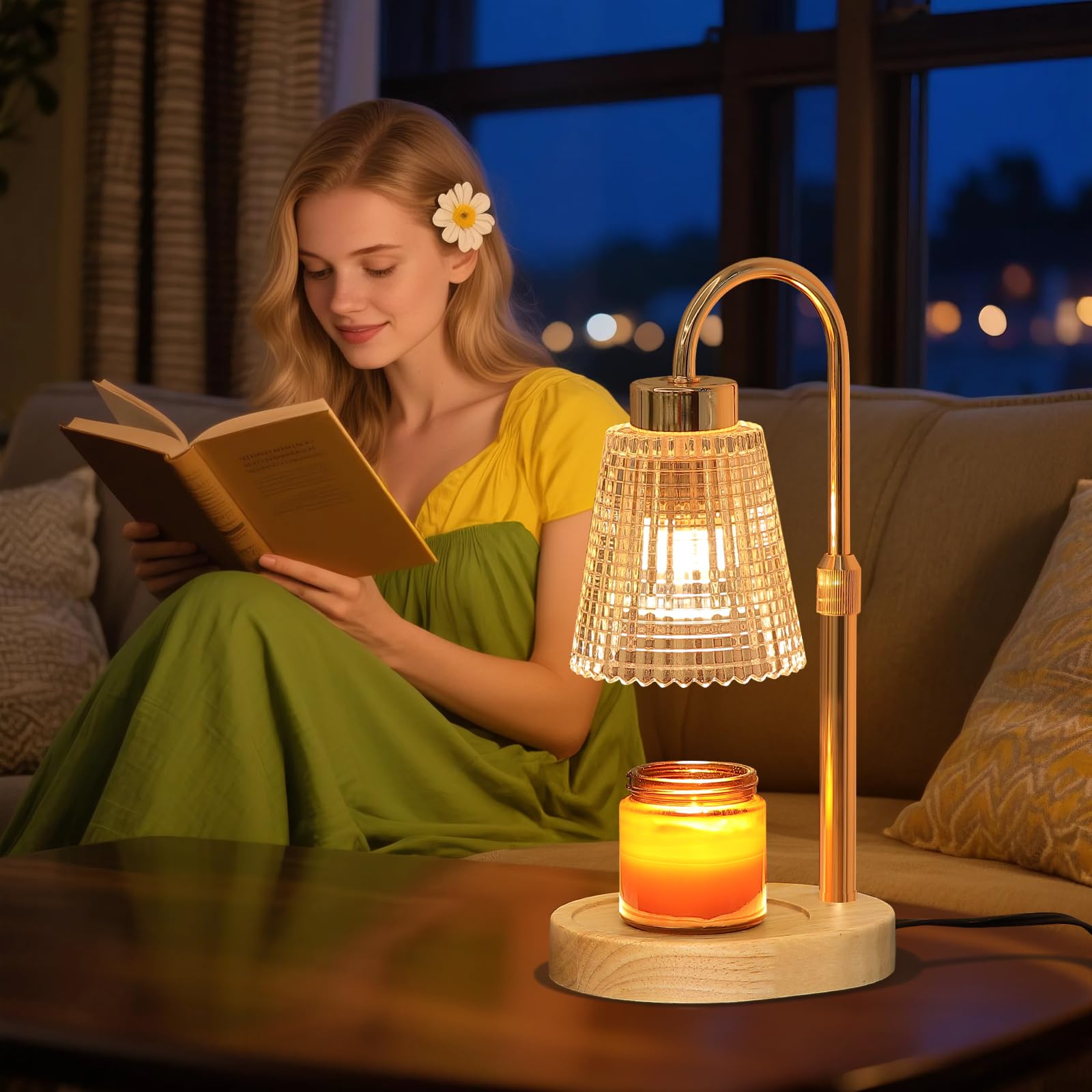 Gold Candle Warmer Lamp with Timer and Dimmer