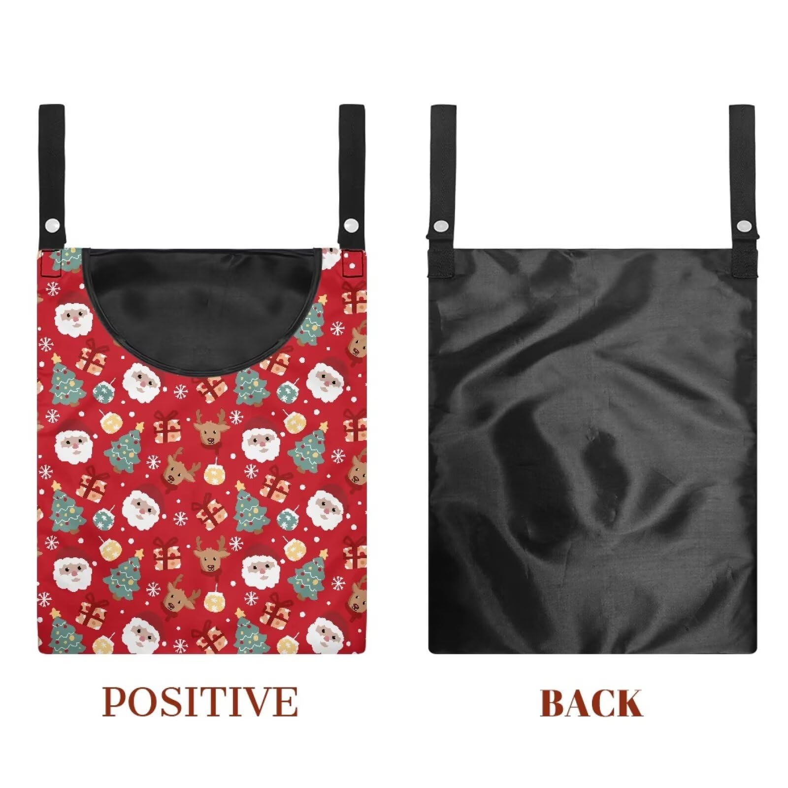 Red Santa Clothespin Pouch Clothespin Bag with Hanging Hook Reindeer Xmas Waterproof Clothes Pin Hanging Bag Space