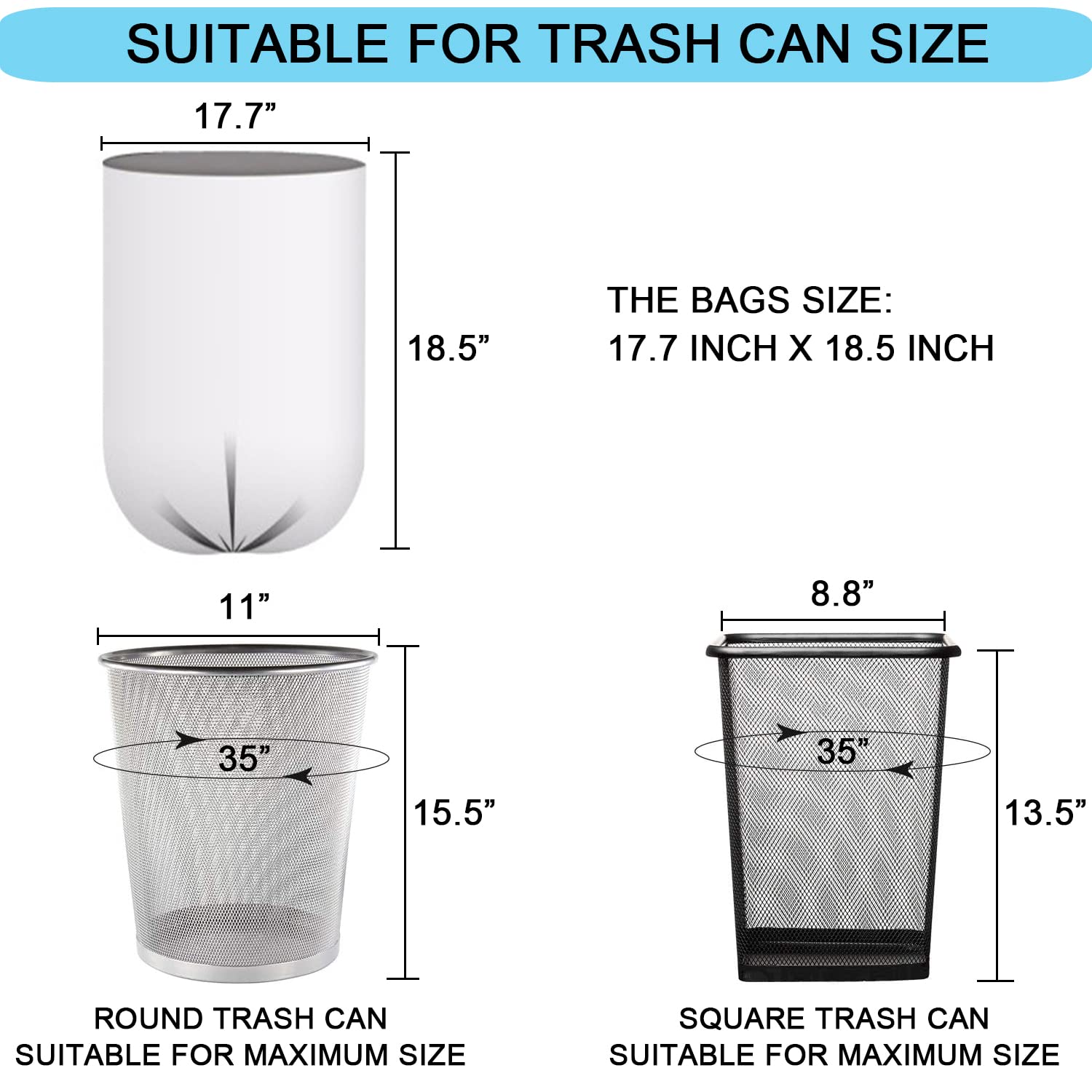 2 Gallon Small Plastic Trash Bags (100 Count)