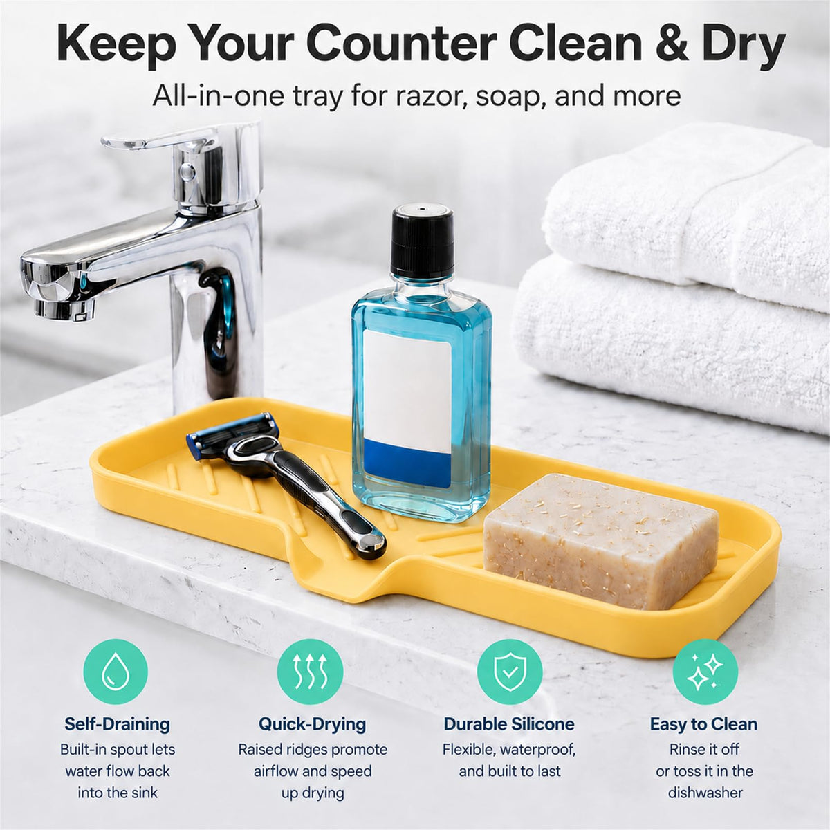 Silicone Soap Dish with Drain Spout
