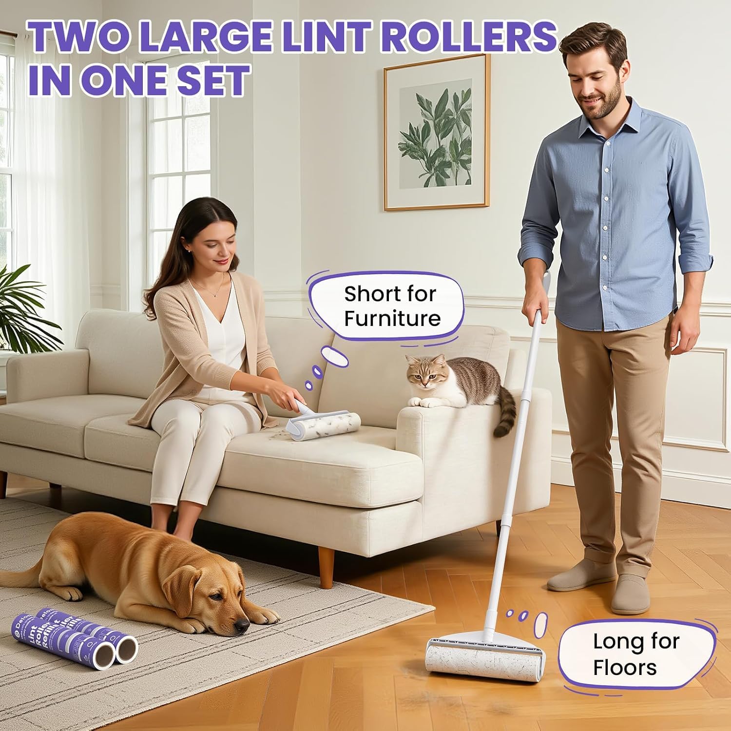 9.45” Large Lint Roller for Pet Hair (360 Count)