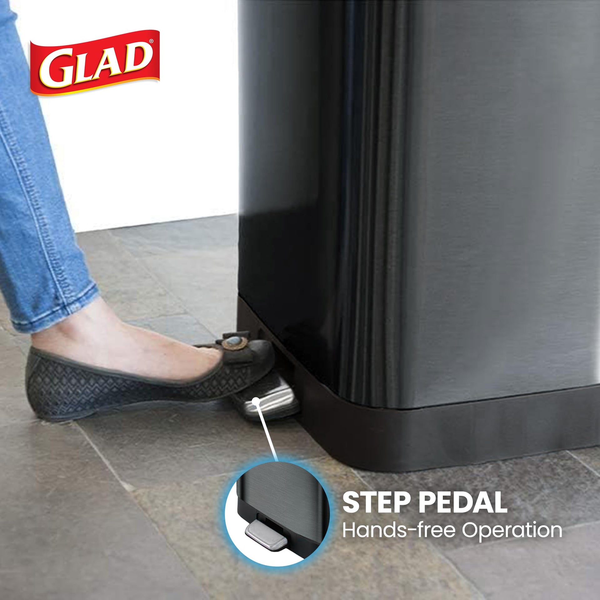 Stainless Steel Trash Can with Clorox Odor Protection