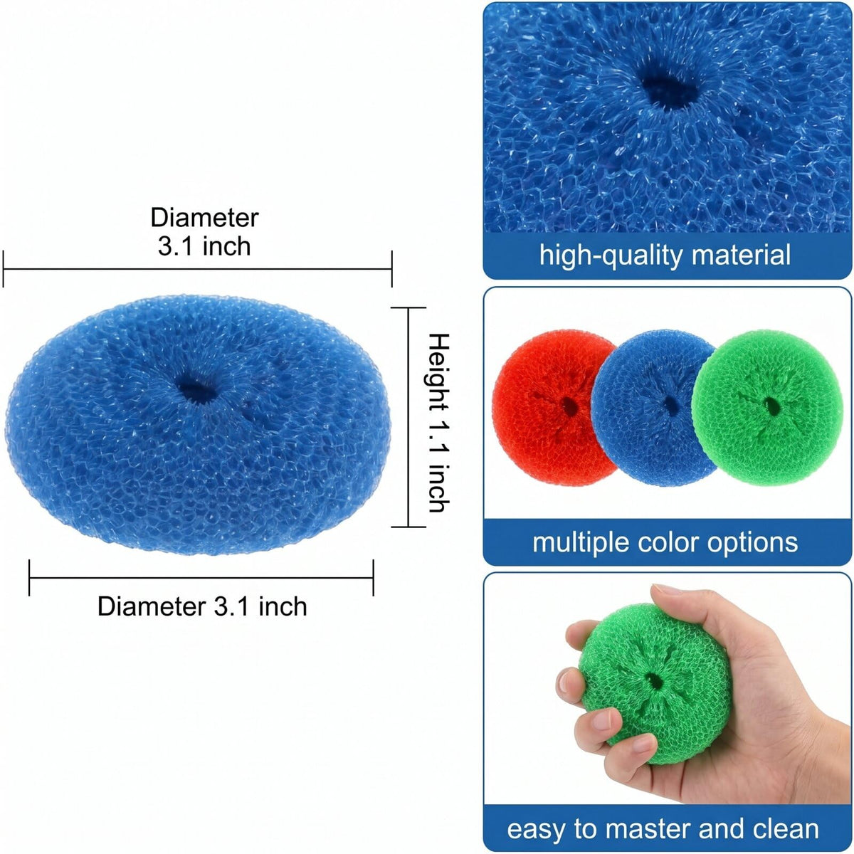 15 Pcs Plastic Dish Scrubbers (15 Count)