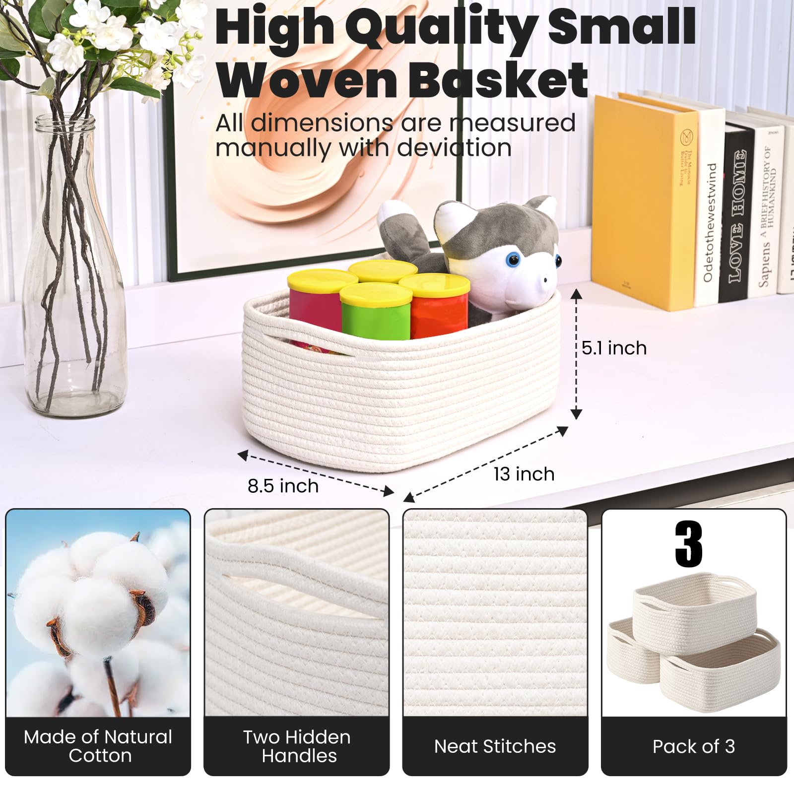 Small Storage Baskets for Organizing (3 Count)