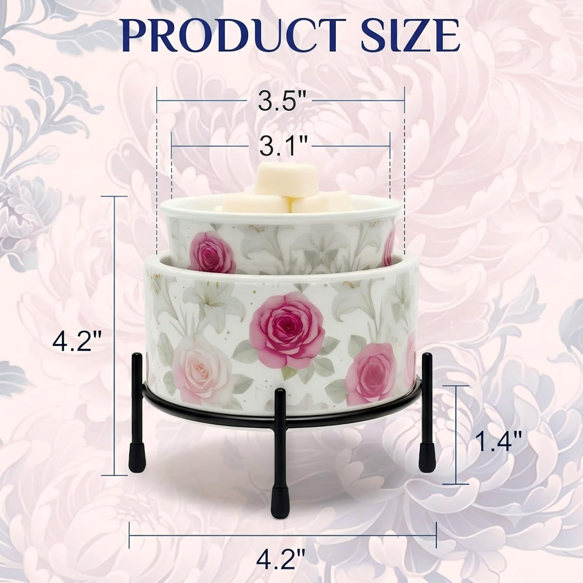 Pink Floral Ceramic Electric Wax Melt Warmer