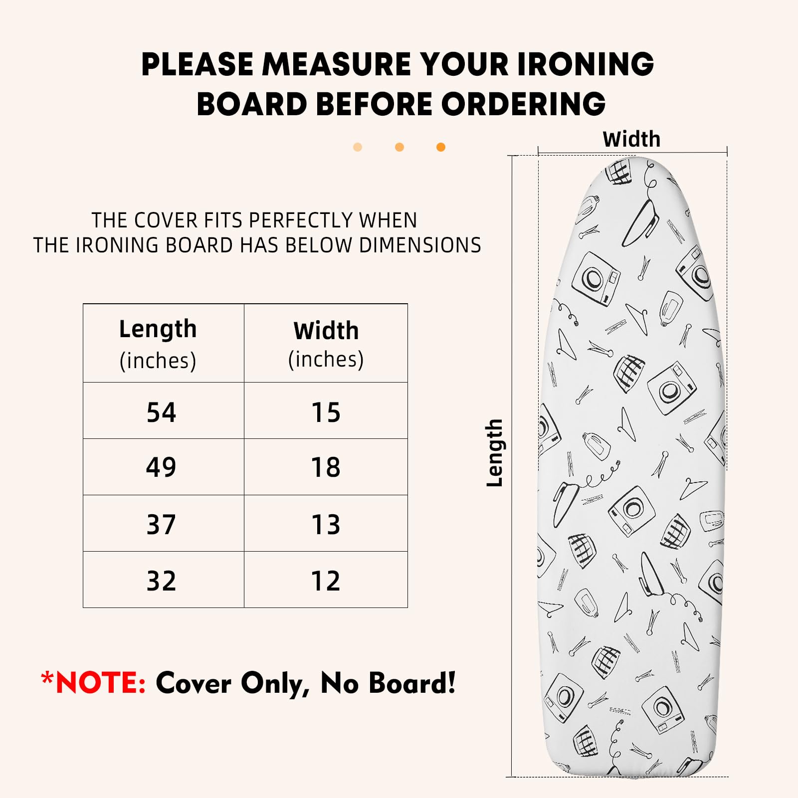 Ironing Board Cover and Pad Standard Size 15 x 54 inch