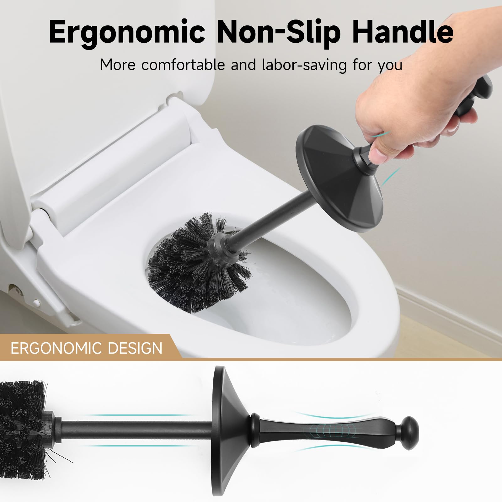 Black Toilet Brush and Holder
