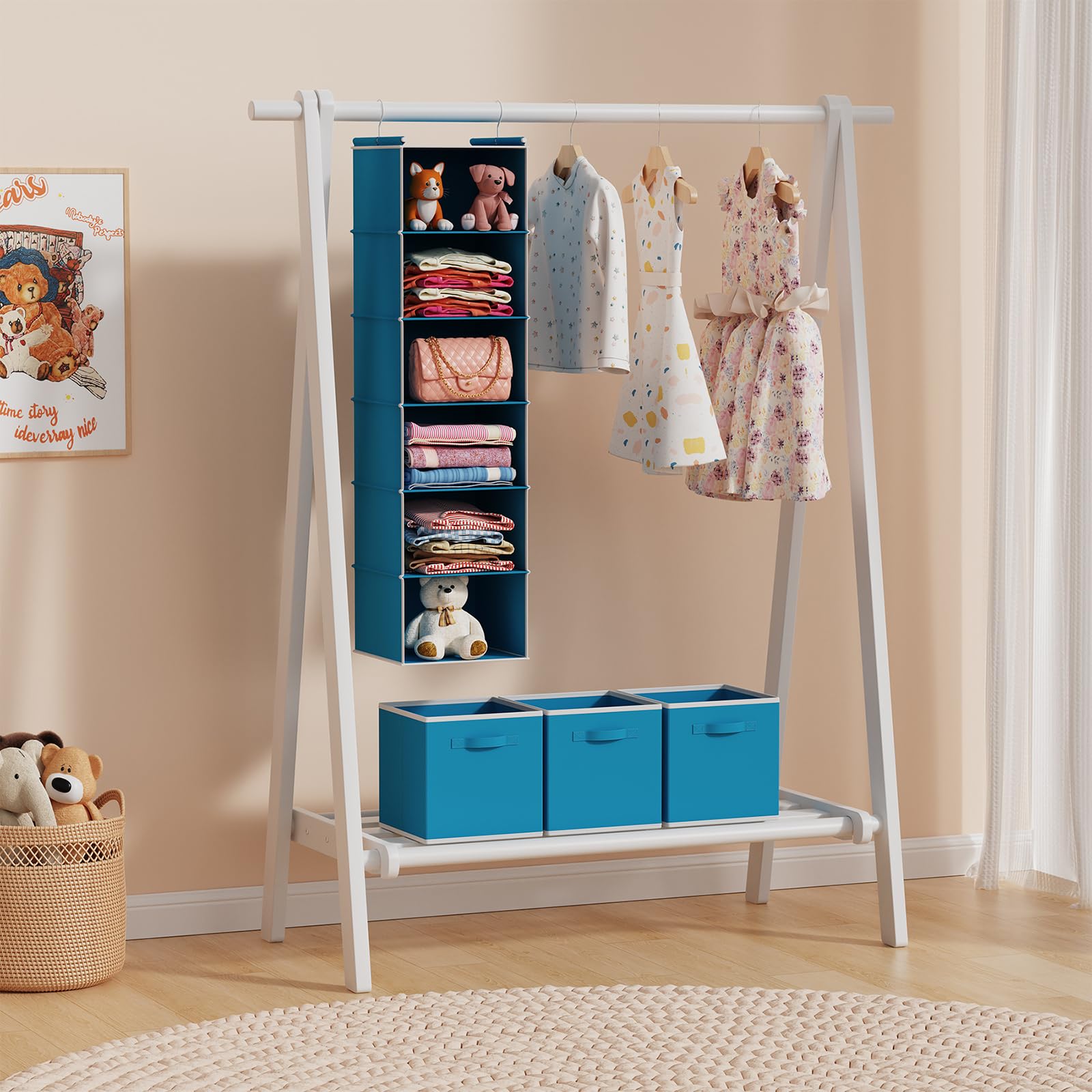 6 Tier Hanging Closet Organizer with 2 Sturdy Hooks