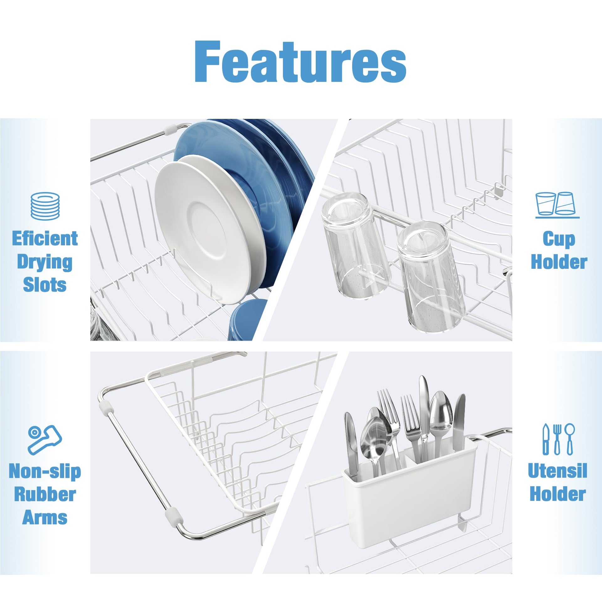 White Dish Drying Rack in Sink