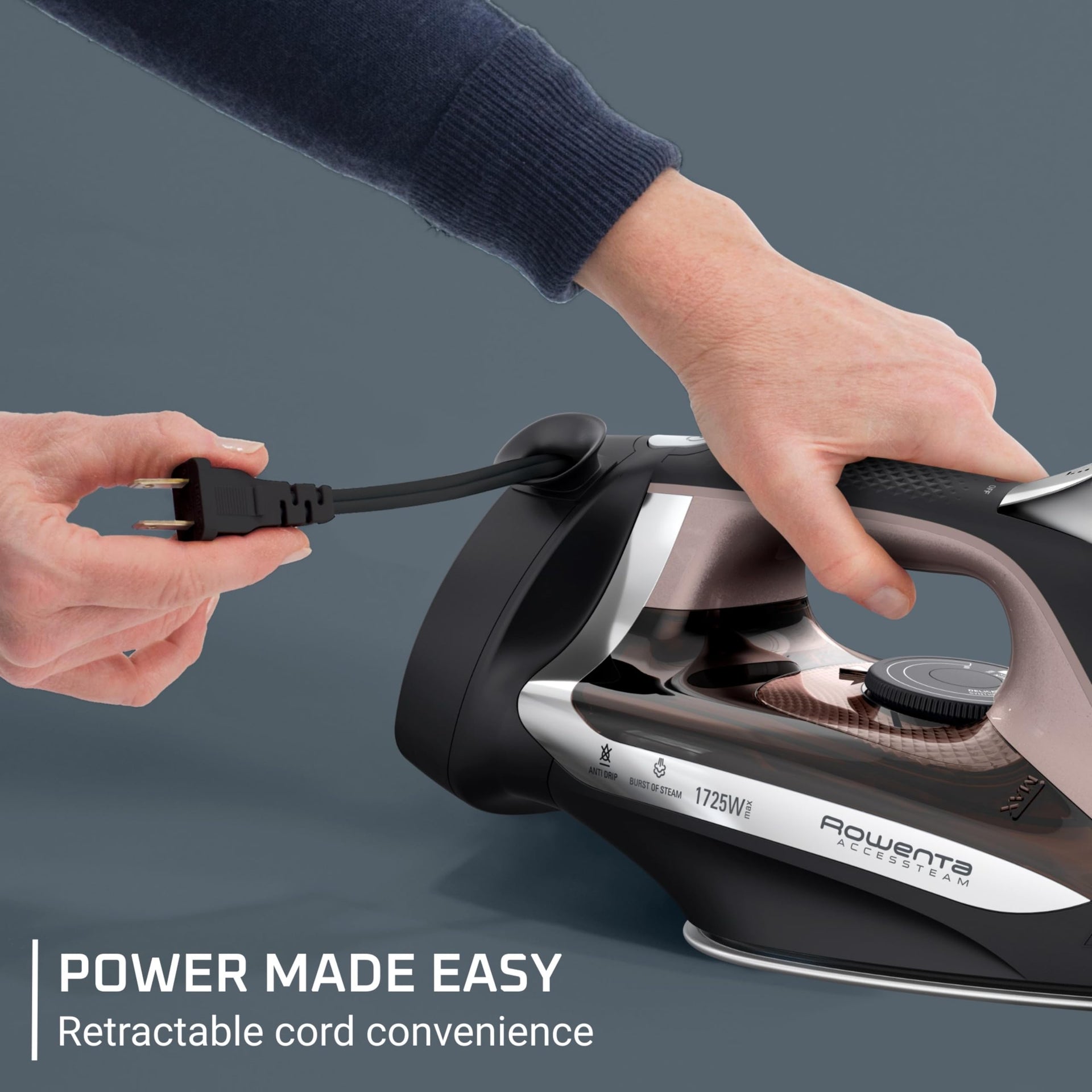 AccessSteam Cordreel Steam Iron for Clothes