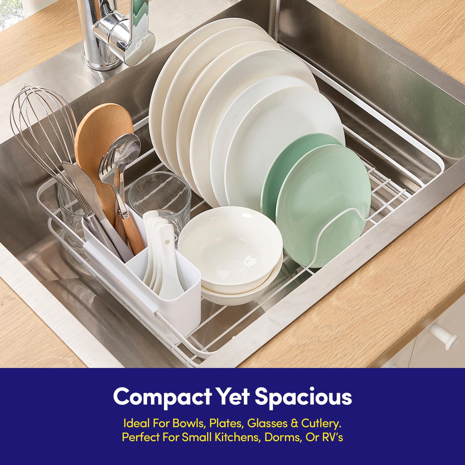 Dish Drying Rack 3 Piece Dish Drainer with Drainboard Set for Kitchen Counter
