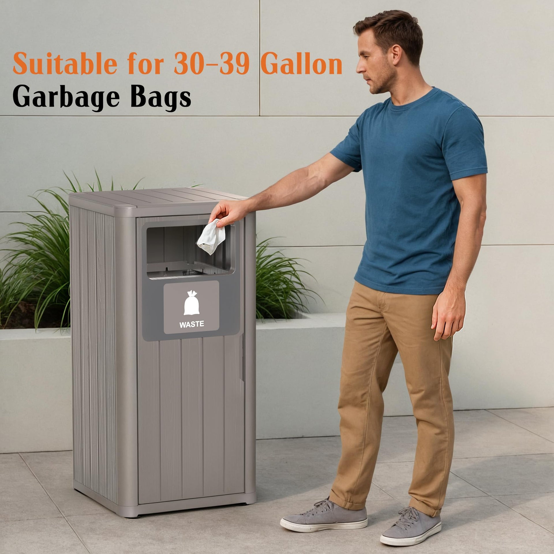 Outdoor Single Barrel Trash Can